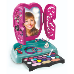 منظم مستحضرات التجميل للأطفال من كليمنتوني كريزي شيك مع مرآة وإضاءة