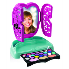 منظم مستحضرات التجميل للأطفال من كليمنتوني كريزي شيك مع مرآة وإضاءة