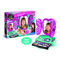 منظم مستحضرات التجميل للأطفال من كليمنتوني كريزي شيك مع مرآة وإضاءة