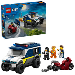 Lego City Police Prisoner Transport Van Building Kit with Motorcycle