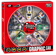 Power Joy Vroom Vroom Pullback Graphic Car 8-Pieces Set
