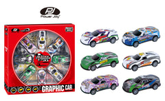 Power Joy Vroom Vroom Pullback Graphic Car 8-Pieces Set