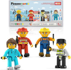 Picasso Magnetic City Builder Character Figure 4-Pieces