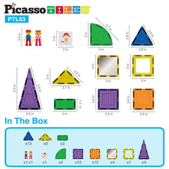 Picasso Magnetic Bricks+Tiles 63Pcs
