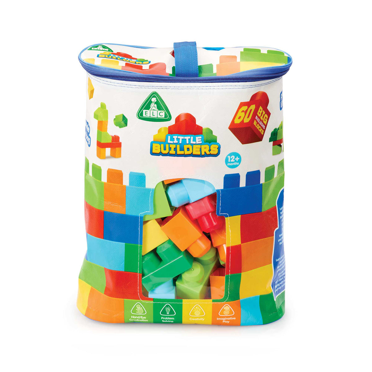 حقيبة مكعبات البناء الكبيرة الملونة Early Learning Centre Little Builder – 60 قطعة
