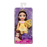 دمية Disney Princess Belle الصغيرة القابلة للجمع بفستان ذهبي ومشط Lumiere – 6 بوصات