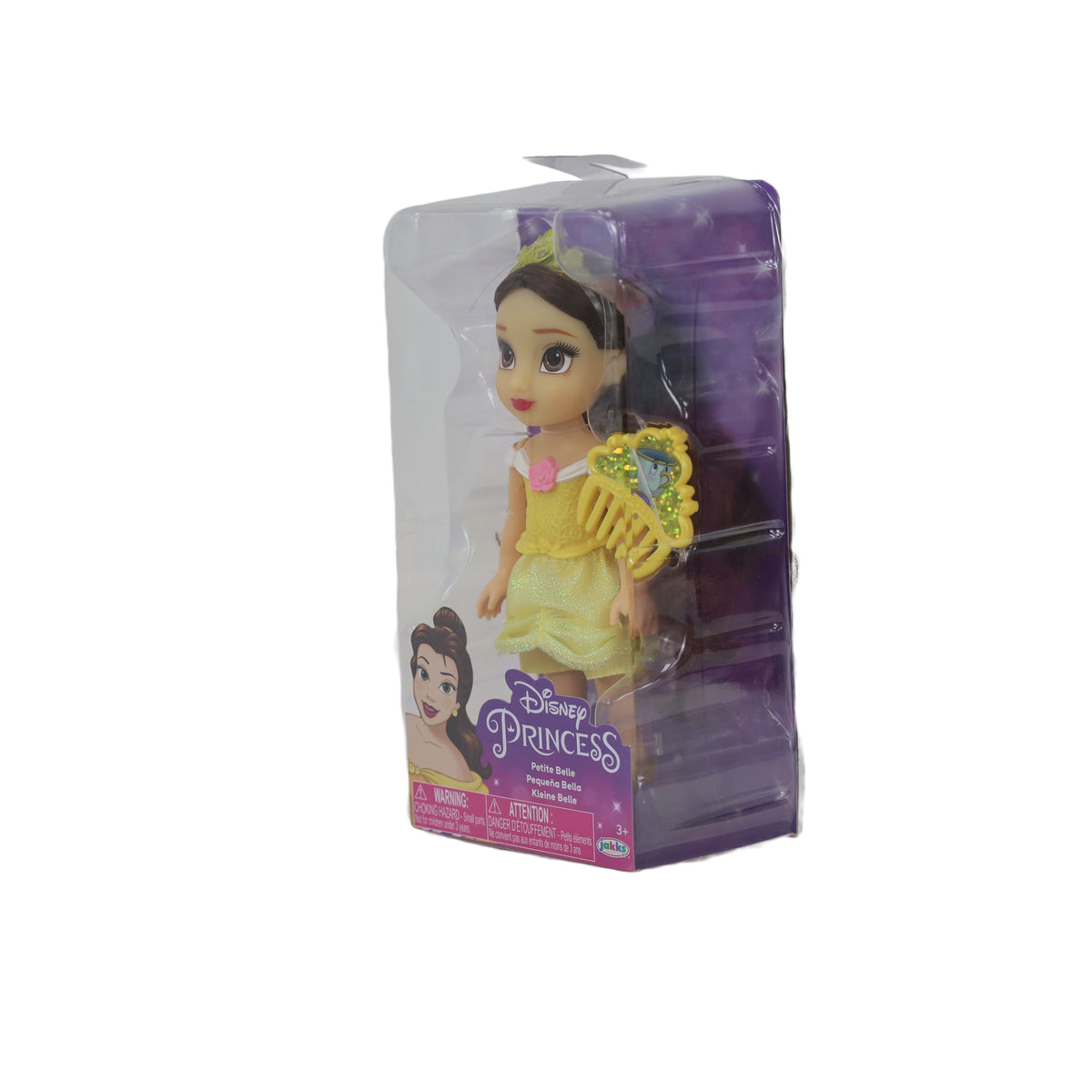 دمية Disney Princess Belle الصغيرة القابلة للجمع بفستان ذهبي ومشط Lumiere – 6 بوصات