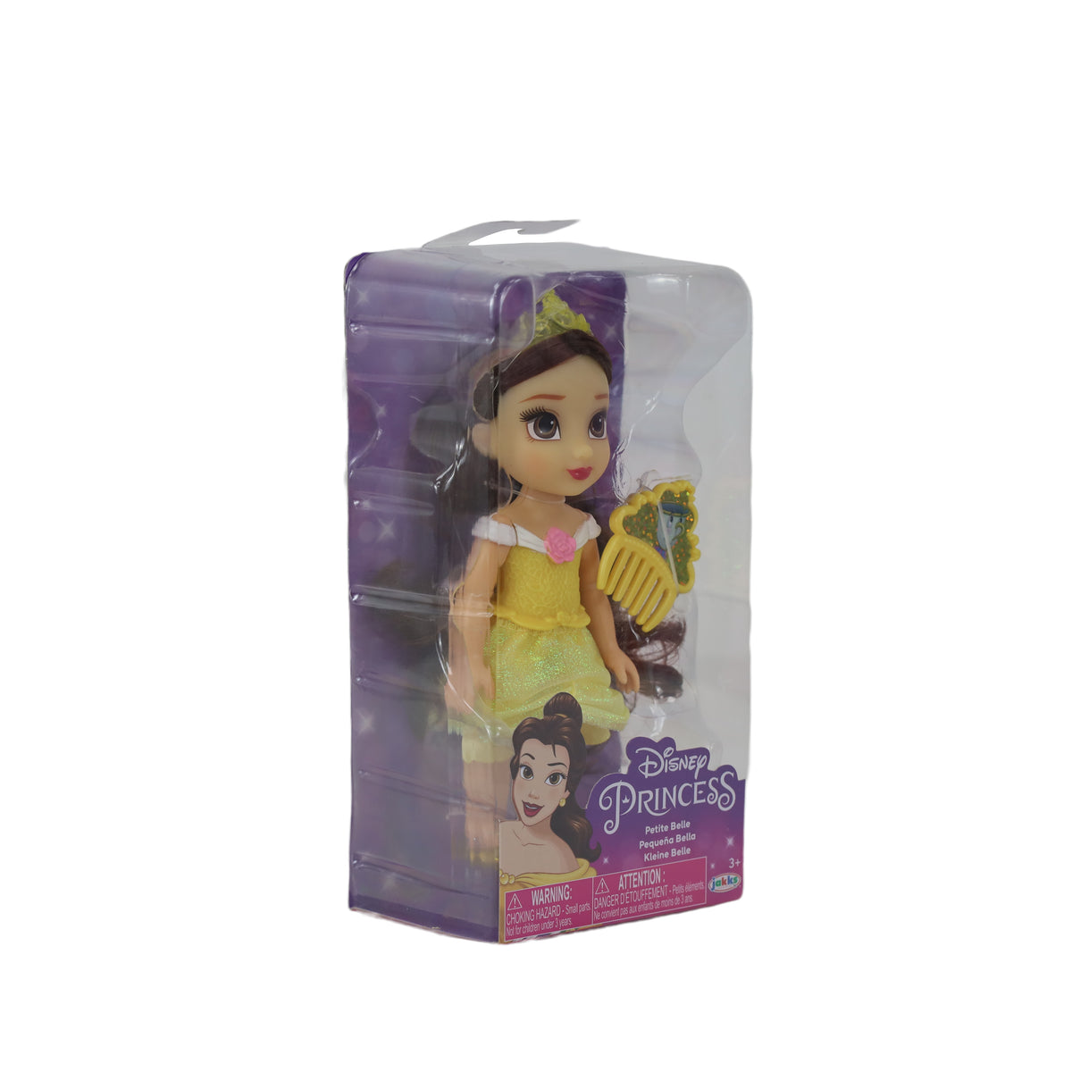 دمية Disney Princess Belle الصغيرة القابلة للجمع بفستان ذهبي ومشط Lumiere – 6 بوصات