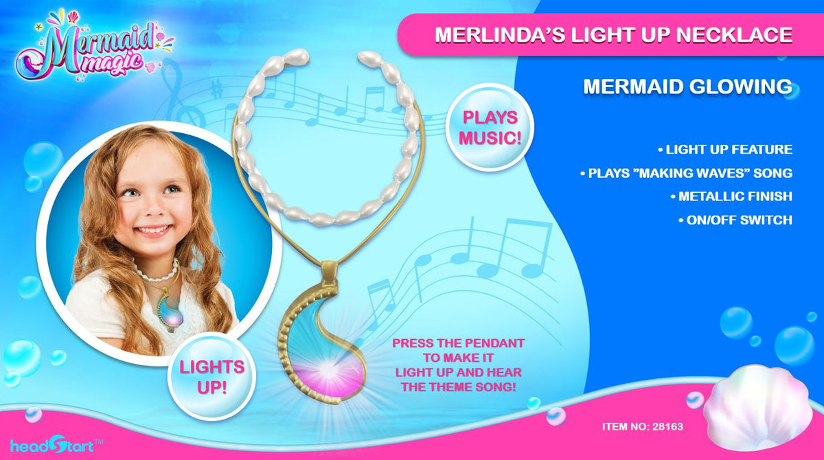 قلادة Mermaid Magic Merlinda السحرية – تعمل بالبطارية