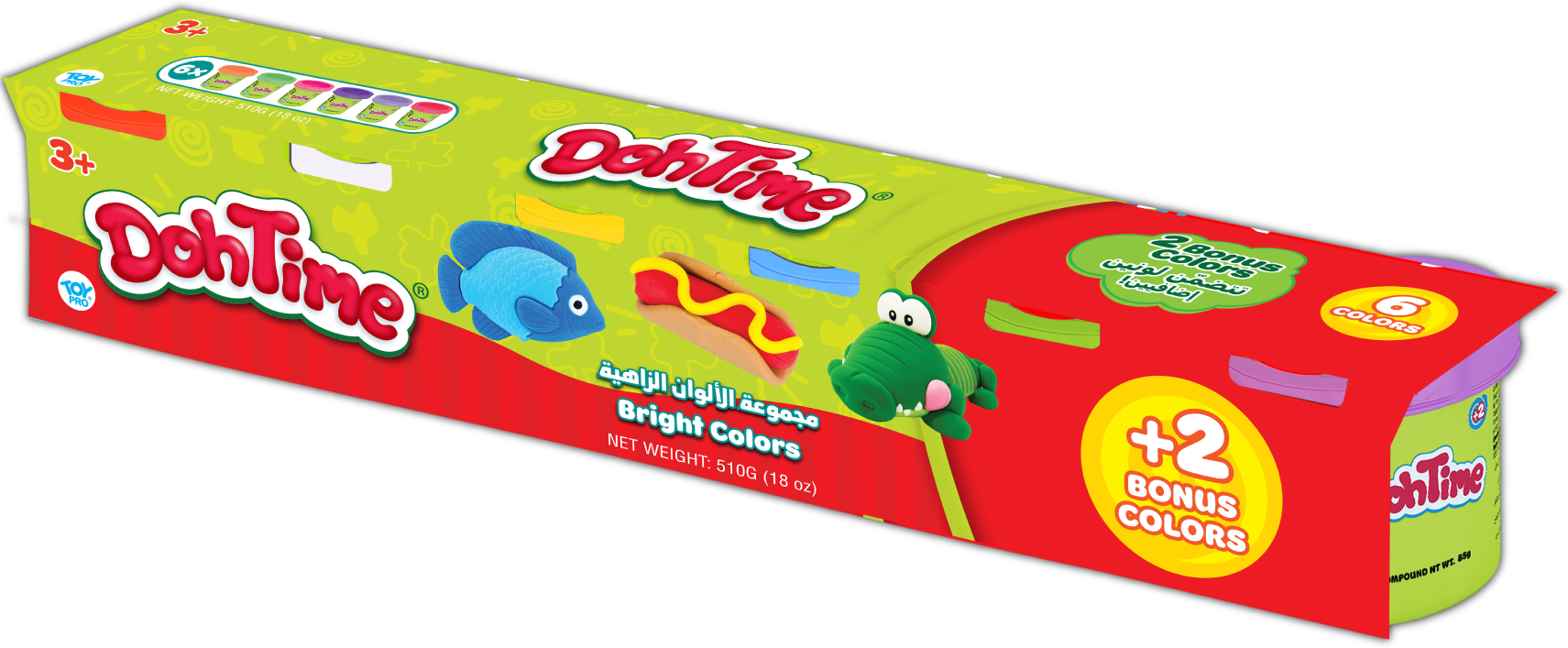 Dohtime Bright Colors 4+2 Pack 3Assortment 3Oz