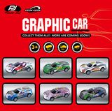 Power Joy Vroom Vroom 1:64 Graphic Pull-Back Toy Car for Kids