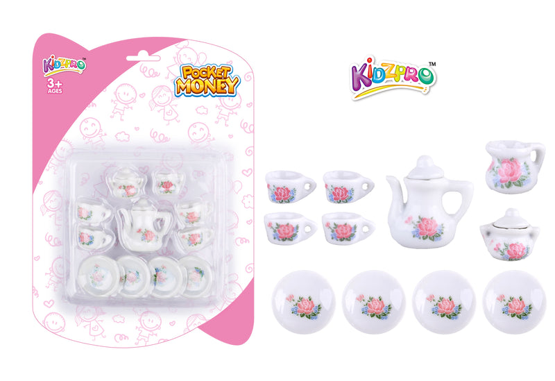Kidzpro Porcelain Tea Set 13-Piece Set for Kids Ages 3+
