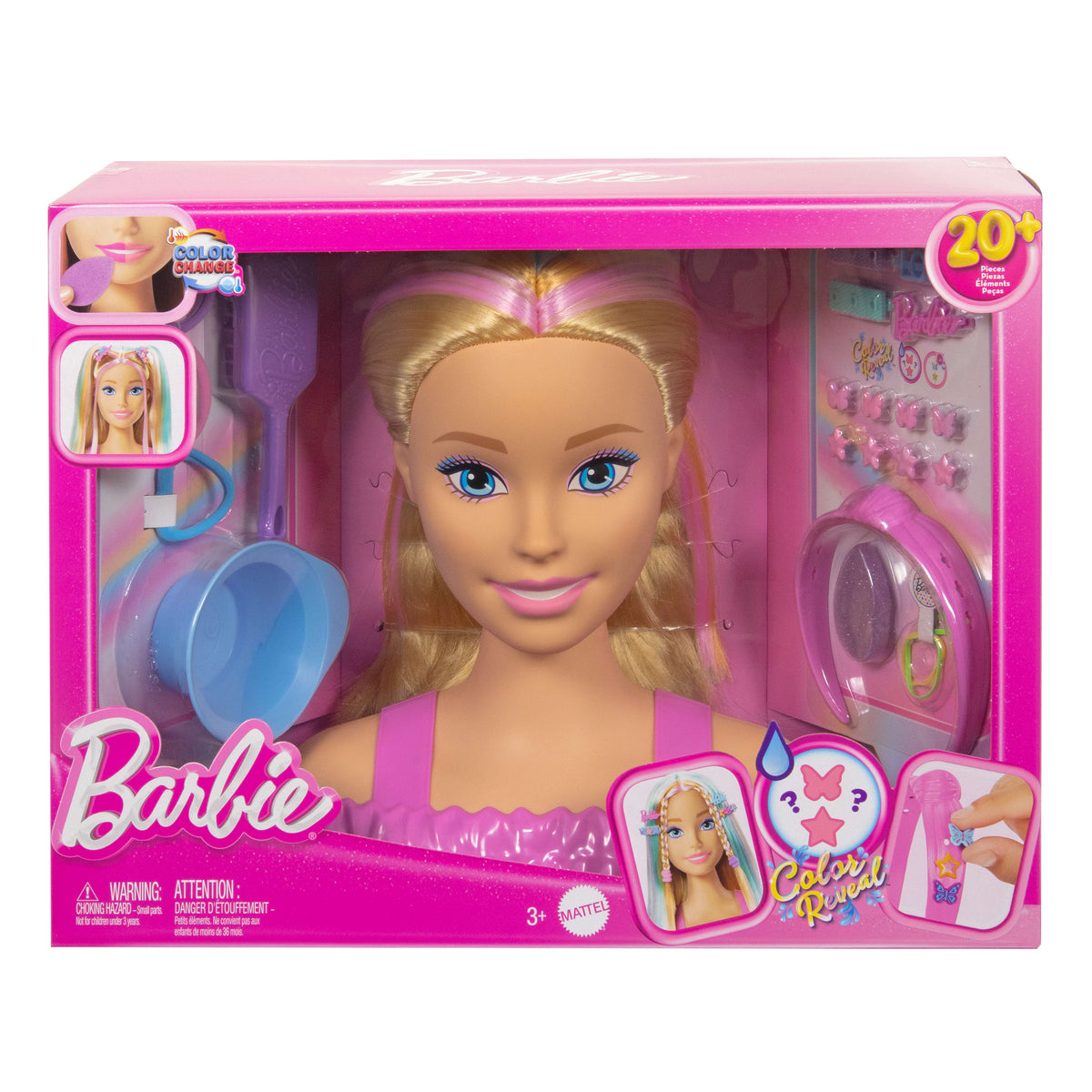 رأس تصفيف الشعر Barbie بالشعر الأشقر