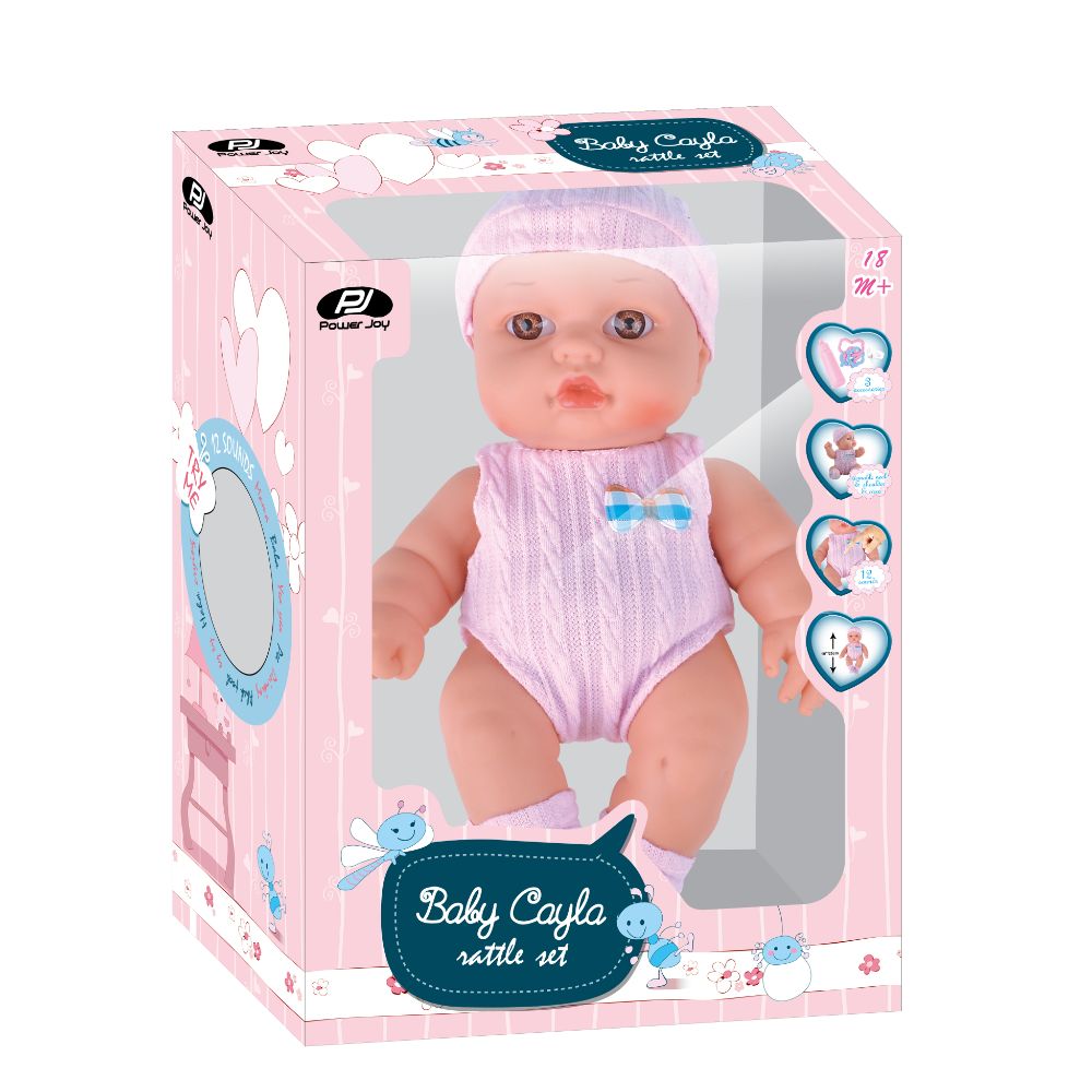 طقم خشخيشة Power Joy Baby Cayla بحجم 25 سم – يعمل بالبطارية