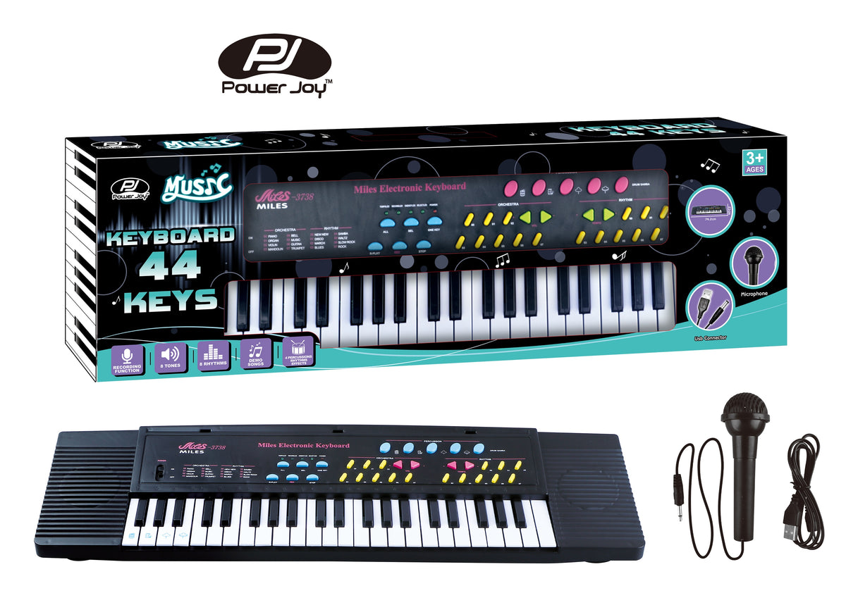 Power Joy Music Keyboard 44 Keys With Mic Battery Operated