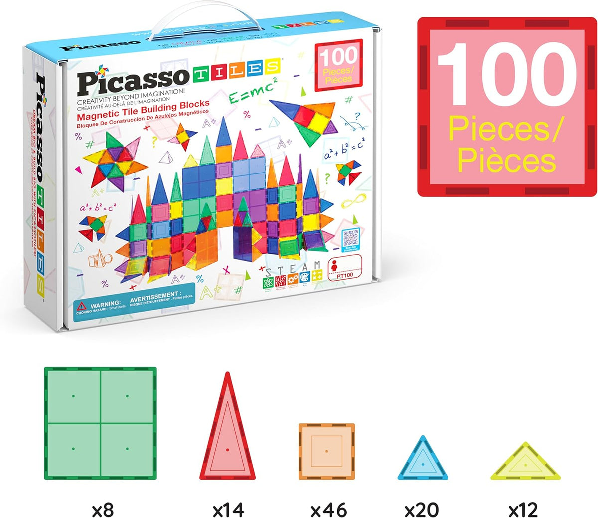 Picasso Magnetic Tiles Building Blocks 100-Pieces