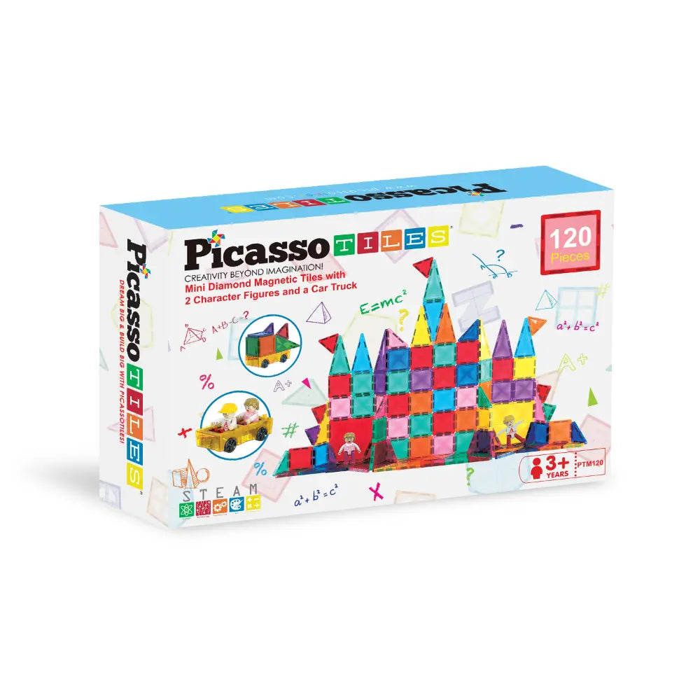 Picasso Magnetic Tiles Mini Diamond with 2Character+Car Truck 120pieces