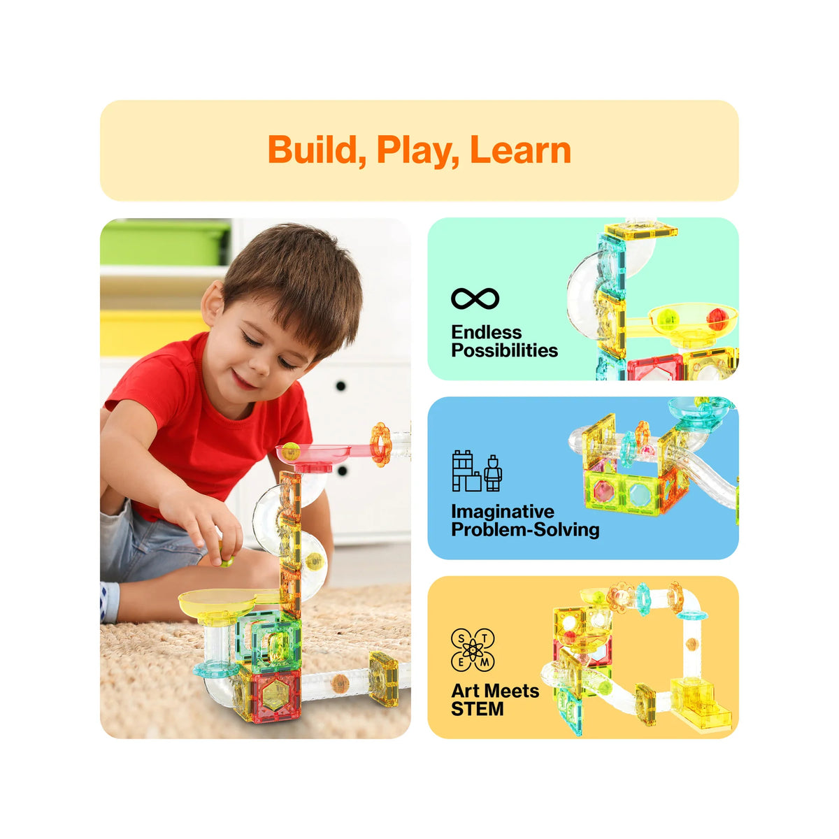 Picasso Magnetic Marble Run with Launcher 80-Pieces