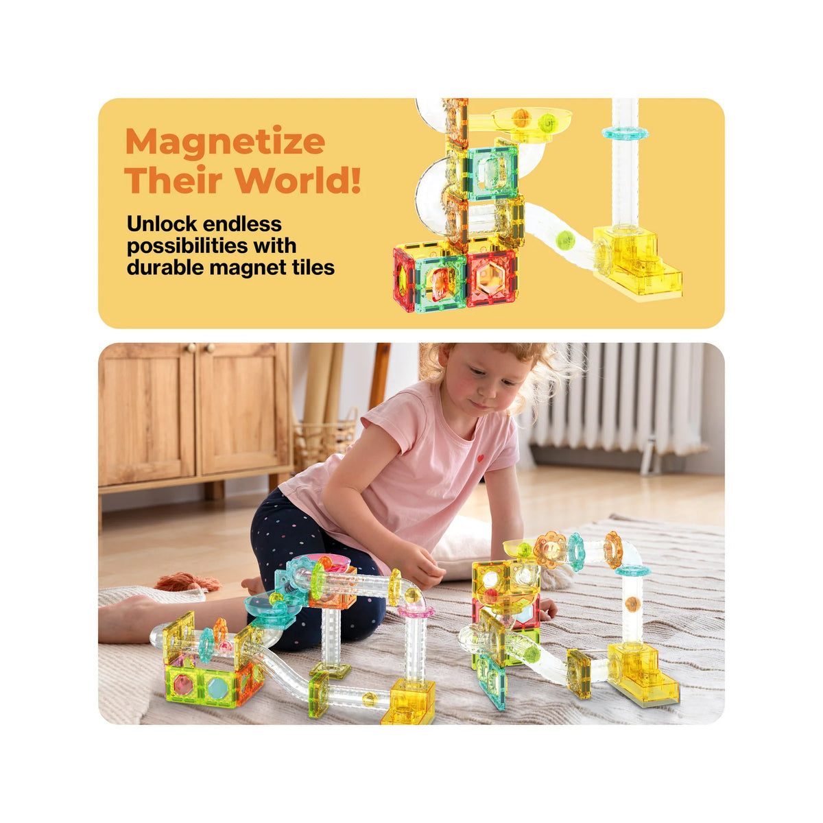 Picasso Magnetic Marble Run with Launcher 80-Pieces