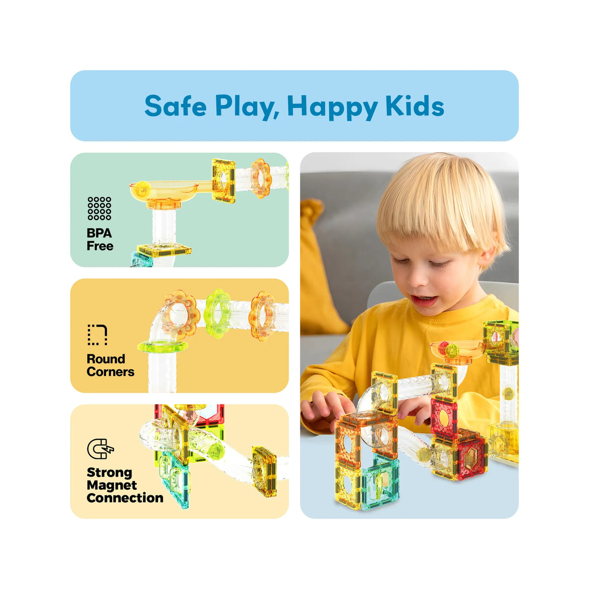 Picasso Magnetic Marble Run with Launcher 80-Pieces