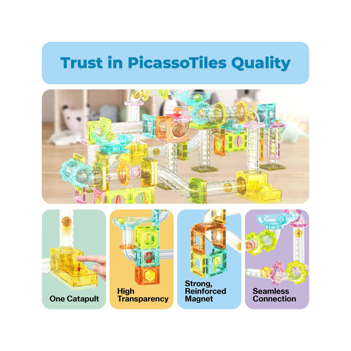 Picasso Magnetic Marble Run with Launcher 80-Pieces
