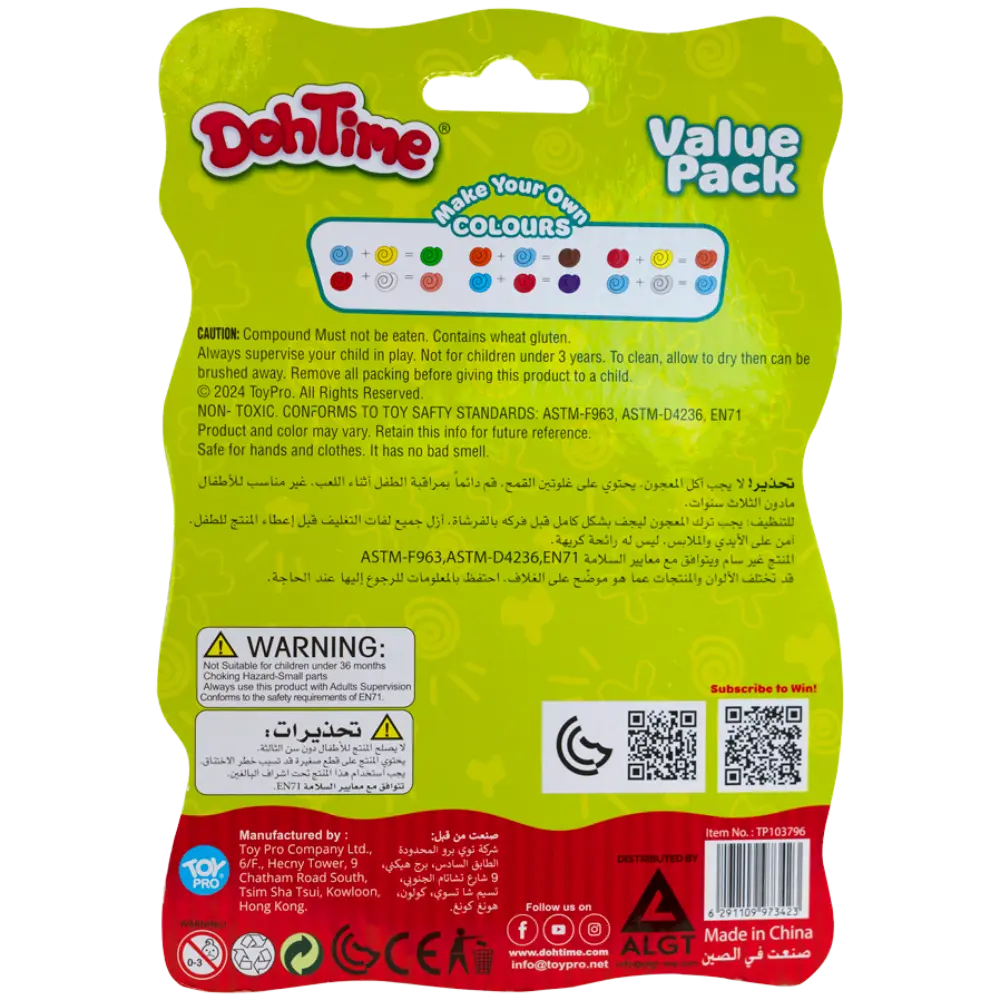 Dohtime Value Pack Dough Cans 1oz & 3oz - Assorted Colours